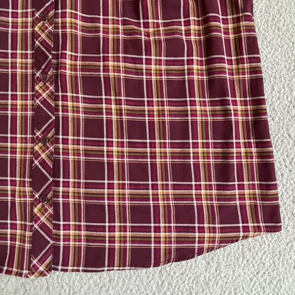 D&Co. Plaid Mandarin Collar Top‎ Women Size 2X Red Pocket Button Up - Picture 3 of 13